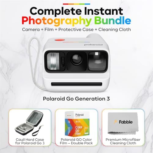 Polaroid Go Generation 3 Instant Film Camera Bundle with Go Color Film 16 Exposures, Protective Hard Case, Wrist Strap & Accs. for Instant Photography (White) - Image 2