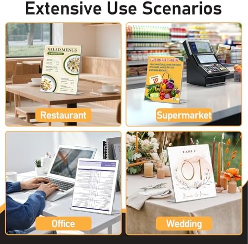 13 Pack Acrylic Sign Holder 8.5x11, L-Shape Clear Plastic Display Stands for Tabletop, Slanted Back Menu Flyer Paper Photo Picture Frame Display Stand for Restaurants Office Store Show Fair - Image 6