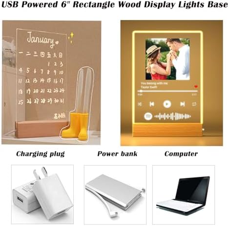2Pcs Rectangle Wood LED Light Stand Display Base for Plexiglass Crystal Art - Image 6