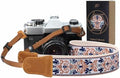 Padwa Lifestyle Camera Strap - 1.5" Crazy Horse Cowhide Head Cotton Strap,Vintage Embroidery Camera Straps for Photographers and All Cameras,Cute Adjustable Shoulder Neck Strap for Adults & Kids by PadwaLifestyleCameraStrap