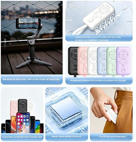 Bluetooth Remote Control for TikTok Scrolling, Wireless Camera Shutter with Zoom, Page Turner for Kindle App, PPT Clicker for iPhone Android iPad, Rechargeable Phone Remote, Pink - Image 4