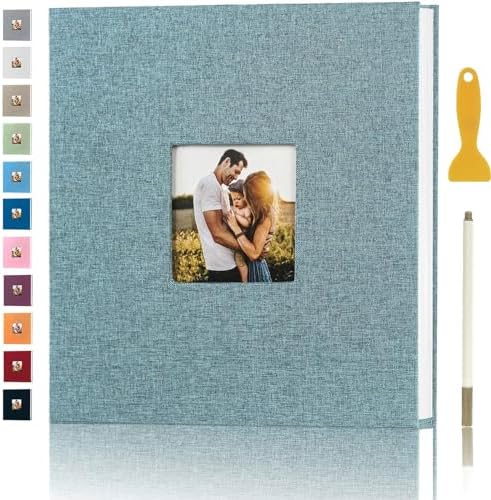 Photo Album Self Adhesive Pages Scrapbook, 11x10.6 Green 60 Pages by Aenbuslm