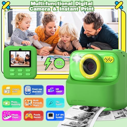 masterbee Kids Camera Instant Print Photo, Birthday Gifts for Girls and Boys, Kids Digital Camera Toys, 1080P HD Video, 3 4 5 6 7 8 9 10 11 12 Year Old Boy Gifts/Girl Gifts - Image 2