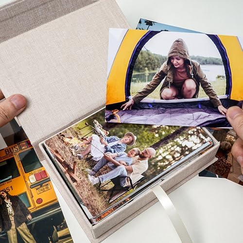 4x6 Photo Storage Box, Premium Linen Memory Box for Photos, Pictures, Certificates, Scrapbooking Supplies & Jewelry - Portable, Stackable Organizer for Home, Crafters & Collectors - Image 5