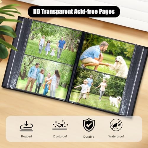 Photo Album 4x6 with 100 Pockets, Slip-in Picture Albums, Linen Cover Memory Book with Front Window, Black Page Vertical Photo Book for Wedding, Family, Anniversary, Baby, Vacation(Black) - Image 2