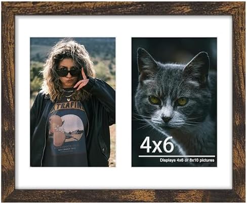 DUENPY 8x10 Double Frame For 2 4x6 Photos Brown by DUENPY