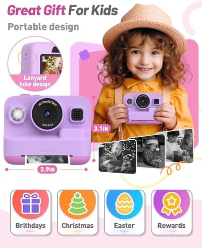 Yehtta Kids Instant Print Camera,Dual-Lens Selfie Camera for Kids, Purple - Image 6