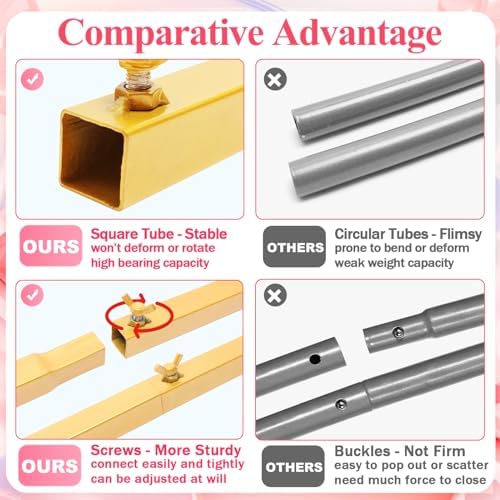 Asee'm 6.6FTx5.2FT Gold Wedding Arch Backdrop Stand Square Metal - Image 3