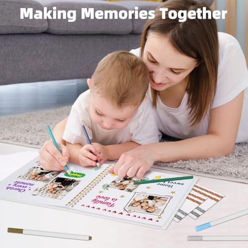 Vienrose Scrapbook Album Gift Set, 10x10 Inch, 40 White Pages, Off White - Image 2