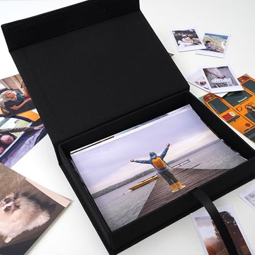 5x7 Photo Storage Box, Premium Linen Memory Box for Photos, Pictures, Certificates, Scrapbooking Supplies & Jewelry - Portable, Stackable Organizer for Home, Crafters & Collectors - Image 6