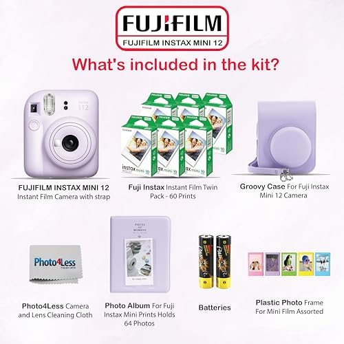 Fujifilm Instax Mini 12 Instant Camera Bundle with Fujifilm Instax Mini Instant Film Value Pack (60 Sheets) with Accessories Including Protective Case, Strap, Photo Album (Lilac Purple) - Image 2