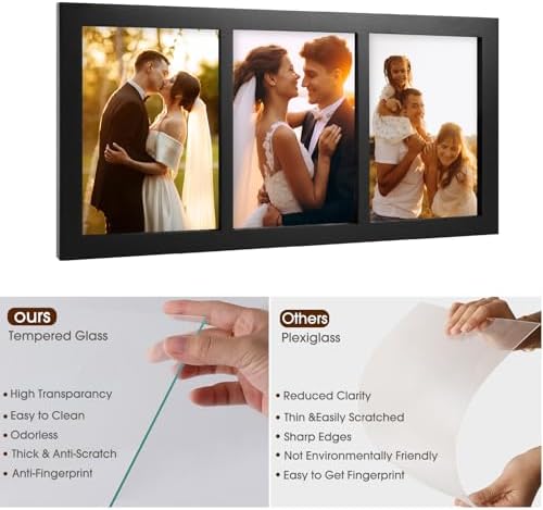 Golden State Art, 5x7 Picture Frame - Display Three 5x7 Photos (Black) - Image 4
