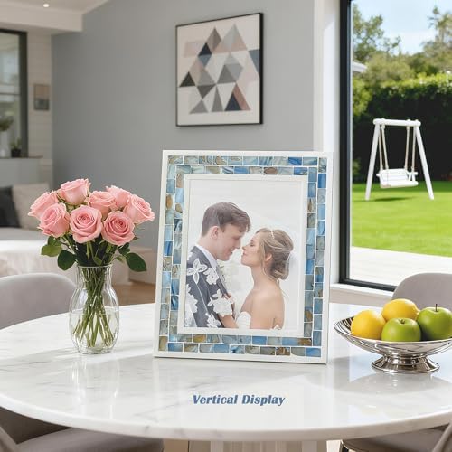 Beach Picture Frame 8x10, Mother of Pearl Photo Frame, Blue Grey, 1pc - Image 4