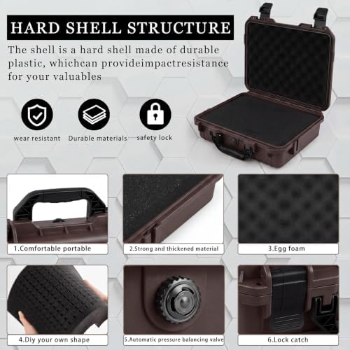 Relaxweex 14.3 x 11.4 x 4.5 Inch Hard Case, Stripe Shell, Brown - Image 3