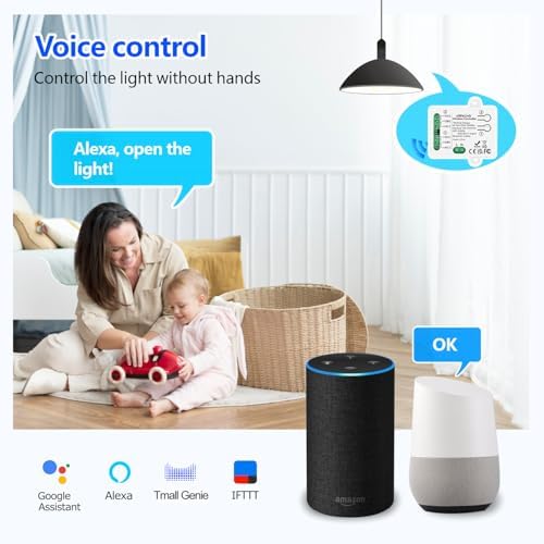 DieseRC 2 Channels WiFi Smart Switch, AC 90V-250V 220V Passive Output Relay Module Ewelink APP WiFi Control Compatible with Alexa/Google Home, Inching/Self-Locking Switch - Image 5