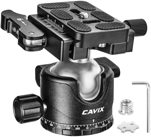 CAVIX 36mm Tripod Ball Head with Lever Release, Low Profile Heavy Duty Ball Head Mount with Arca Swiss Quick Release Plate for Camera Tripod Monopod DSLR Camcorder Telescope,Max Load 33lb/15kg(H-36F) by CAVIX