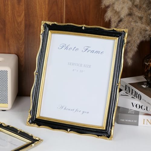 Cuspin 8x10 Picture Frame Black Gold Vintage Ornate Textured Resin Frame - Image 3