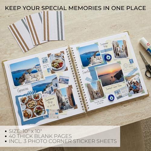 Beautiful Linen Scrapbook Photo Album 10"x10" - 40-Page Blank Guest Book - Image 3