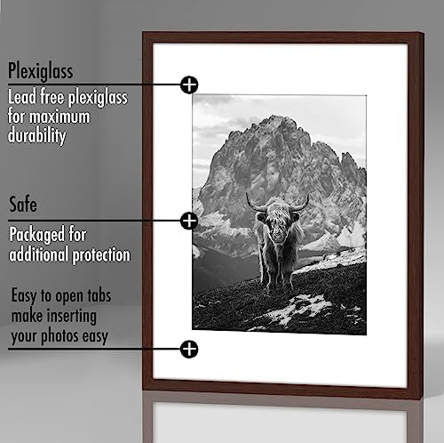 Americanflat 16x20 Poster Frame 5-Pack - Matted to 11x14 - Mahogany - Image 3