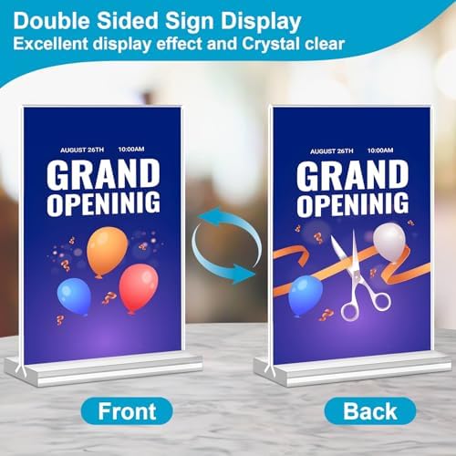 Acrylic Sign Holder 5 x 7, 10 Pack Clear Table Menu Vertical Display Stand Desktop Display Double Sided Stand Paper Holder Table Sign Suitable for Restaurants Office Store Show Fair - Image 6