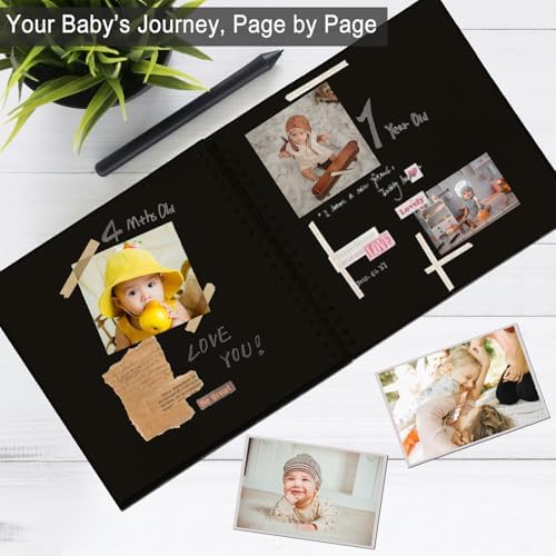 DIY Scrapbook Album 7x7 Inch, Hardcover Kraft Paper Scrap Book Photo Album, Blank Page Memory Scrap Book for DIY Crafts, Traveling, Wedding, Anniversary, Birthday, 40 Pages (20 Sheets), Black - Image 2