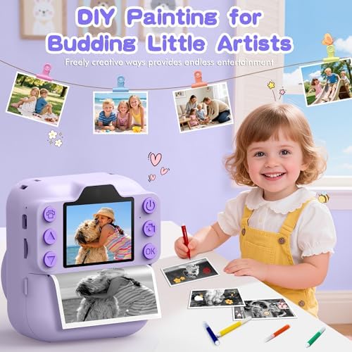 Kids Instant Camera with 64GB SD Card, Portable Digital Camera Toy for Girls and Boys Ages 3-12, Toddler Christmas and Birthday Gift for 3 4 5 6 7 8 9 10 Year Old Kids (Blue) (Purple) - Image 4