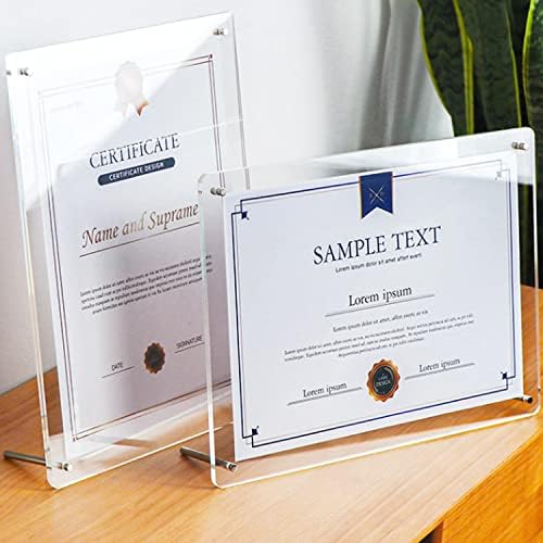 8.5 x 11 Acrylic Picture Frame 2Pack, Clear Certificate Frames by Halyuhn