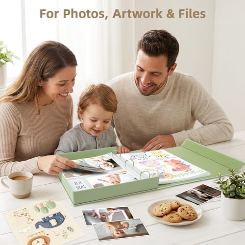 4x6 Photo Storage Box with 3-Ring Slip-In Album, Linen Binder Organizer with Gold Foil Cover, Holds 310 Photos with Blank Memo Cards for Memories & Keepsakes, Beige - Image 6