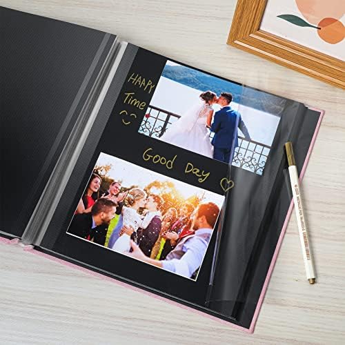 Spbapr Large Photo Album Self Adhesive Linen Cover Magnetic Scrapbook Album DIY Scrap Book 60 Black Sticky Pages for 3x5 4x6 5x7 8x10 Pictures with A Metal Pen - Image 4
