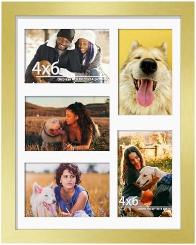 DUENPY 11x14 Collage Frame For 5 4x6 Photos Gold by DUENPY