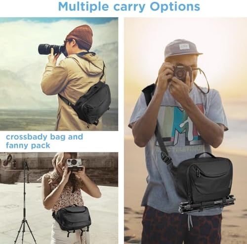 TAAOKA Camera Sling Bag,Waterproof Camera Case with Tripod Holder,Lightweight DSLR/SLR/Mirrorless Camera Bags Crossbody for photographers-Black - Image 6