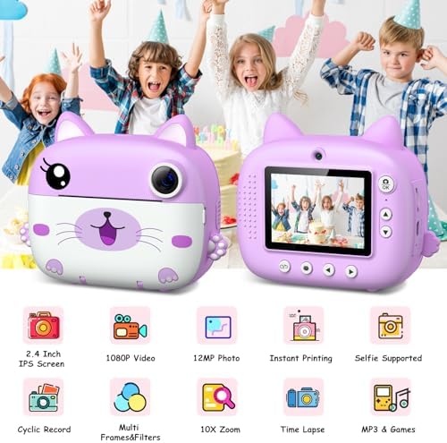Kids Camera Instant Print, Christmas Birthday Gifts for Girl Boys Kids 3-12 - Image 2