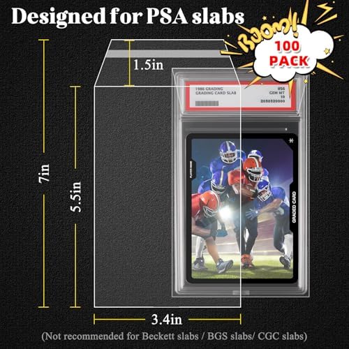 Sleeves for PSA Slabs | Exact Fit 35pt Graded Card Slab Bags | Resealable Protective Bags (100 Pack) - Image 2