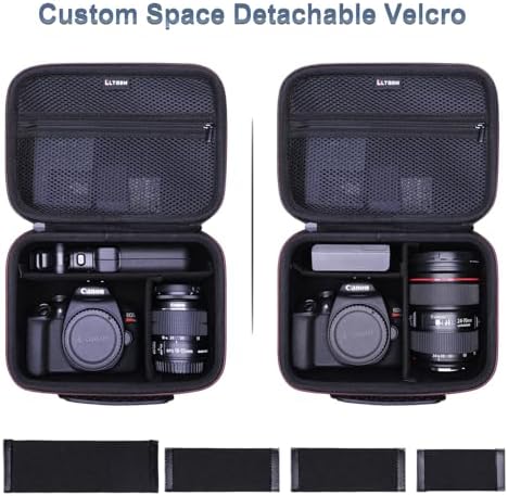 Camera Case Compatible with Canon EOS Rebel T7/R50/R6 Mark II/R100/R50 V/T6/R8/R10/R5 Mark II/RP/R7/5D Mark IV/SL3/R5/T100 DSLR SLR Camera, Len and Tripod with 4 Dividers and Shoulder Strap, Black - Image 2