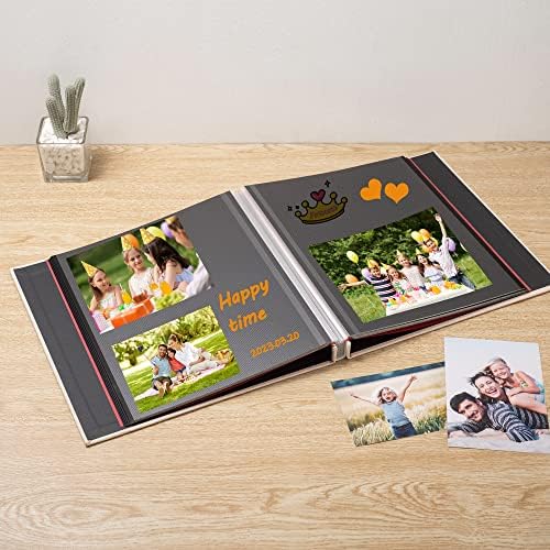 Large Photo Album Self Adhesive for 4x6 8x10 Magnetic Scrapbook DIY 60 Black Sticky Pages Beige Linen Cover Photo Album - Image 2