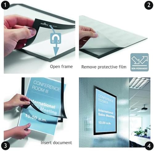 Durable Duraframe Sign Holder, Self-Adhesive, Silver, Half-Letter, 2 Pack - Image 6