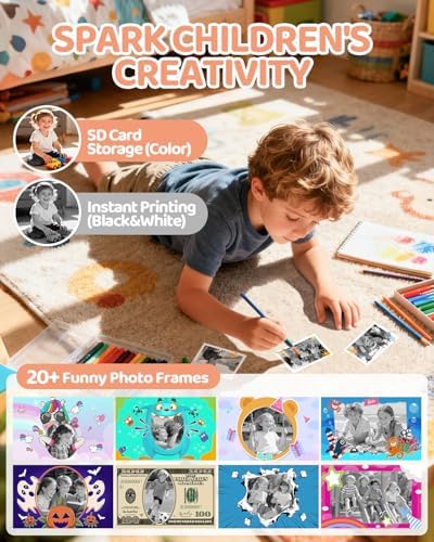 CalineGam Kids Instant Print Camera, 1080P HD Dual Lens with 32GB Card | 2.4" Screen Kids Camera with 3 Paper Rolls, 16X Zoom, Christmas Birthday Gifts for Girls and Boys Age 3-12 - Image 4