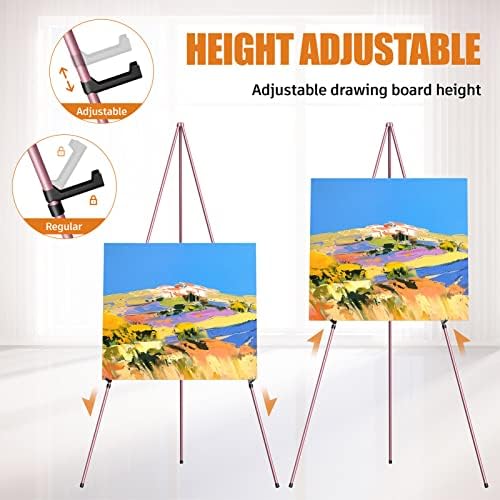 Easel Stand for Display, Aredy 63" Portable Painting Easel, Lightweight Metal Easels for Painting Canvas, Wedding Sign (4 Pack, Pink) - Image 6