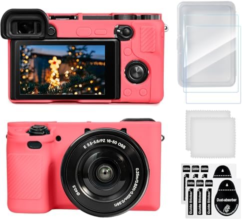Case for Sony Alpha A6400 A6300, 2 Screen Protector, Peach Red by TYUANDOUER