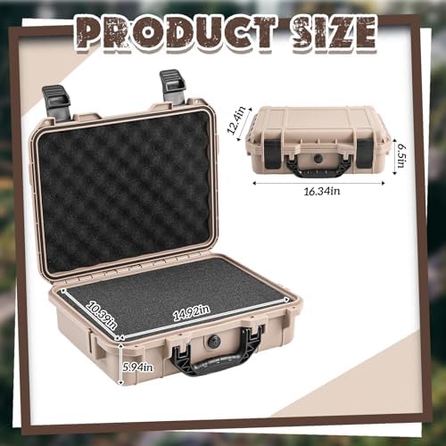 Relaxweex 16.3 x 12.4 x 6.5 Inch Hard Case, Grid Shell, Tan - Image 2