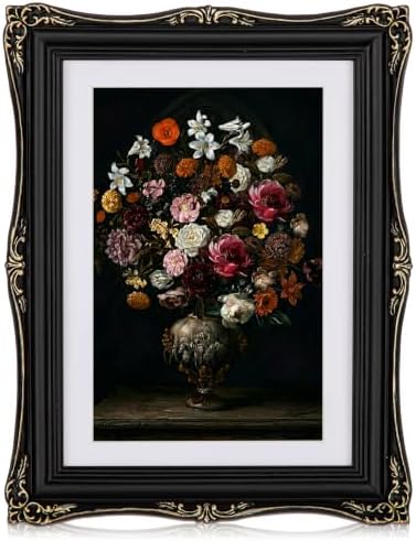 Black Vintage Picture Frame 5x7, Antique Ornate Photo Frame Décor by Arborus