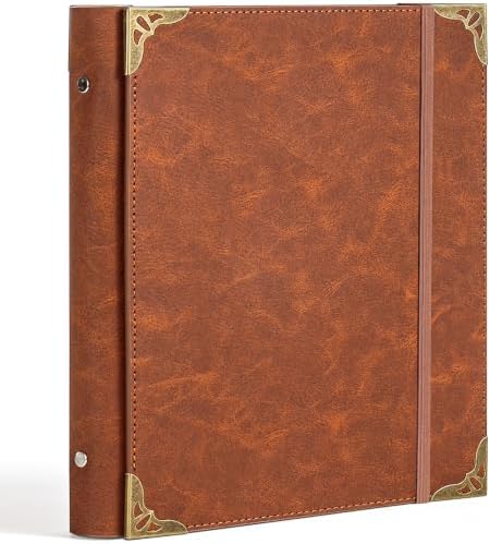 Leather Photo Album 4x6, Vintage Photos Albums with 30 Writing Paper Photo Book for Family Travel Wedding Graduation Anniversary Baby Vacation (Brown) by MOOJULY