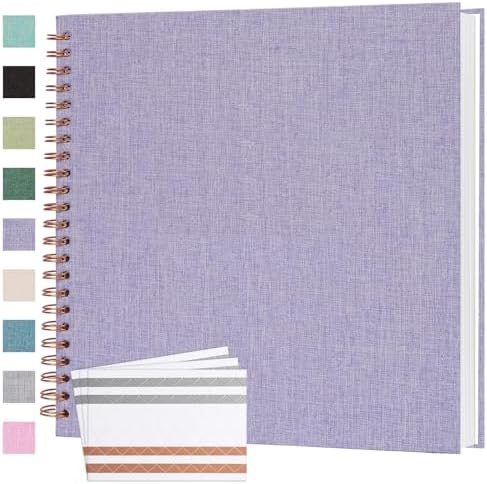 Scrapbook Photo Album 12x12 Inches 80 Pages Linen Cover Purple by Bonyomor