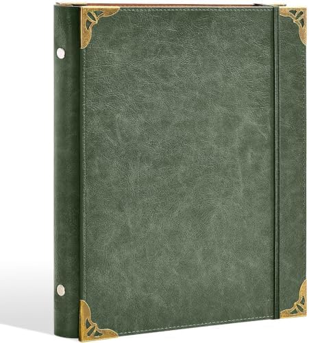 Leather Photo Album 4x6, Vintage Photos Albums with Writing Space with 30 Writing Paper Photo Book for Family Travel Wedding Graduation Anniversary Baby Vacation (Green) by MOOJULY