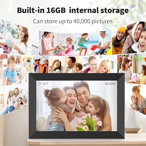 Digital Picture Frame 10.1 Inch, WiFi Digital Photo Frame with 16GB Storage, IPS HD Touchscreen, Instant Photo & Video Upload via Uhale APP, Wall-Mounted, for Mom, Housewarming Black - Image 6