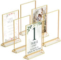 Gold Picture Frames Double-Sided, 6-Pack 5x7 Acrylic Table Number Holders, Clear Easel Stands for Signs, Gold Frames for Wedding Table Numbers, Menu Holders, and Photo Displays for Events and Décor by DasherProducts