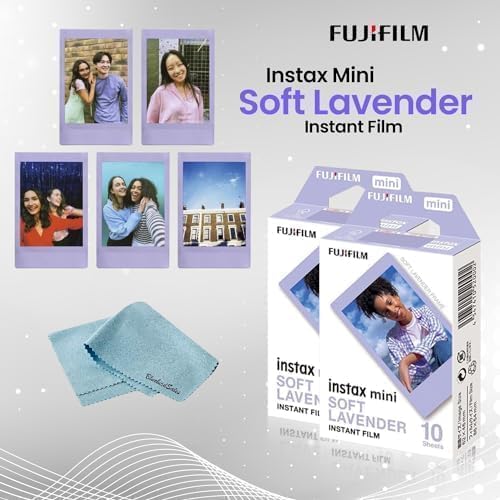 FUJIFILM Instax Mini Soft Lavender (10 Sheets) + BluebirdSales Microfiber Cleaning Cloth – Creative Photography Bundle (2 Packs) - Image 2