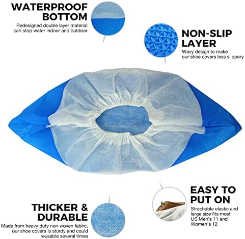 Heavy Duty Shoe Covers Disposable Non Slip Waterproof, 50 Pack, Double Layer Bottom, Extra Heavy Duty Durable Booties, One Size Fits Most - Image 2