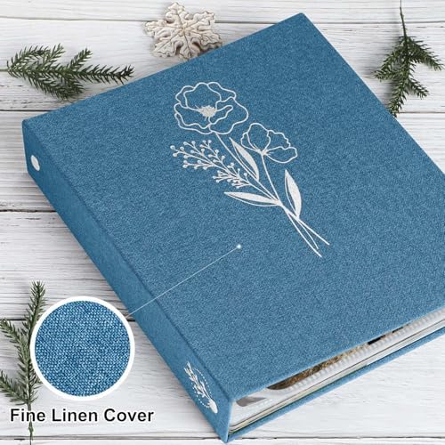 Lanpn 8.5x11 inch Scrapbook Photo Album, Linen Cover Archival Acid Free Top Load 3 Ring Binder Folder Photo Book 8.5 x 11 with 30 Plastic Sleeves 60 Pages (Blue) - Image 3