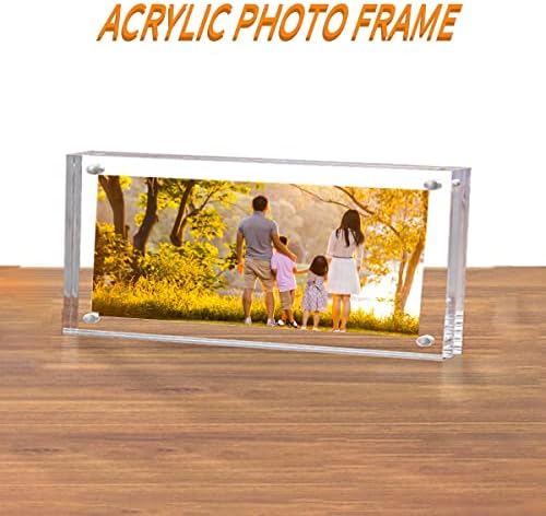 Sezanrpt 2x6 Acrylic Pictures Frames, Transparent 2 Sided Ticket Frame Postcard Frame, Tabletop Small Tiny Acrylic Magnetic Picture Frames for Family, 12 + 12MM Thickness… - Image 4
